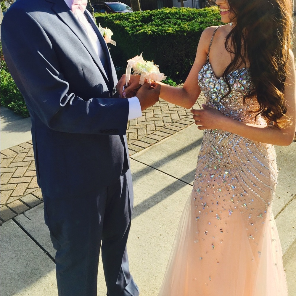 Jovani Embellished Blush Pink Prom Dress - Picture 1 of 5